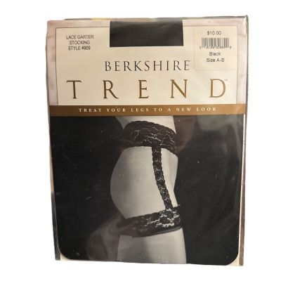 Berkshire Trend Black Lace Garter Stockings Style 4909 Sz A-B European Styling